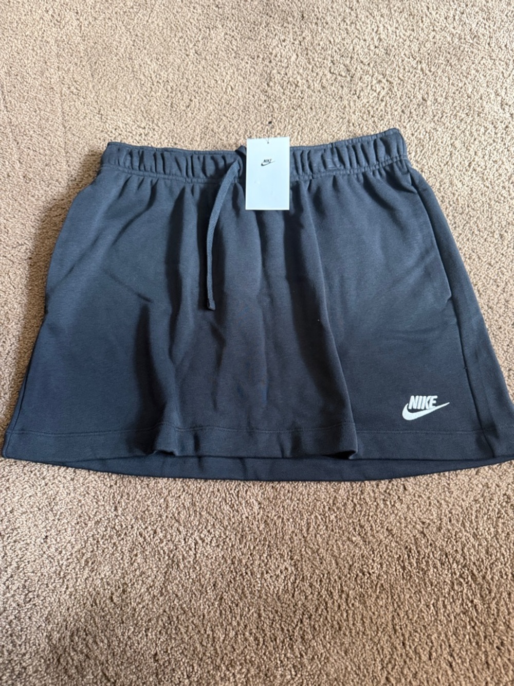 Nike Black Drawstring Active Skirt with White Swoosh Size M NWT